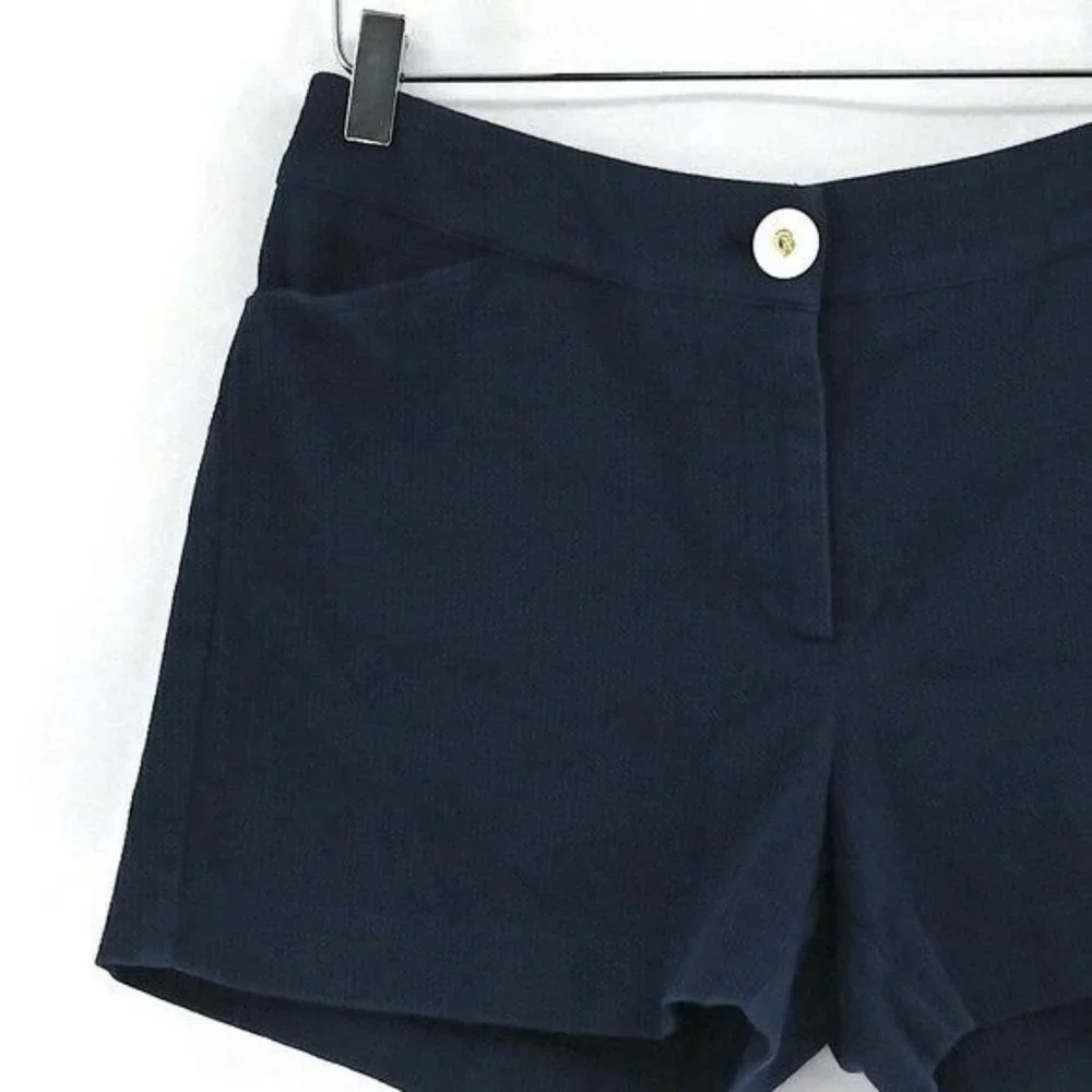 SKIRTIN AROUND Womens Sz 8 VTG Navy Textured Cotton Blend Shorts Pockets Y2K - Picture 2 of 5